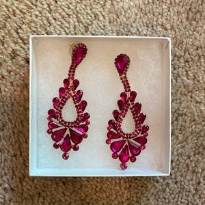 Magenta with gold accents earrings